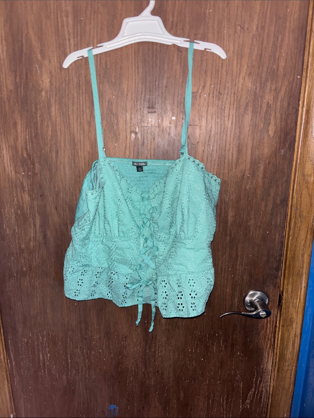 wild fable Mint Green Eyelet Lace-Up Cami